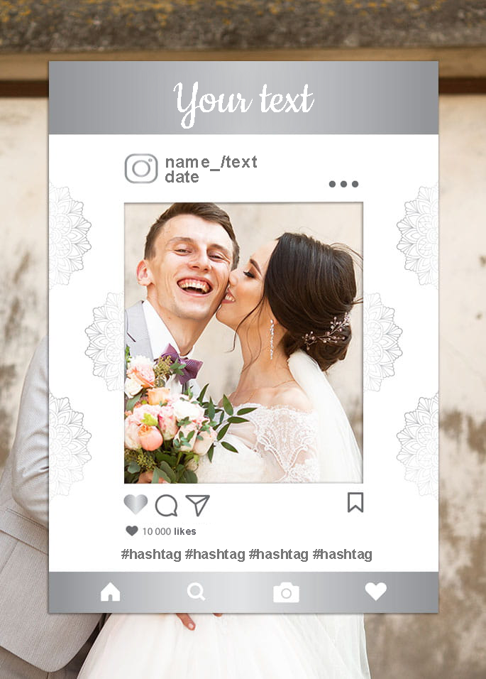Instagram-Fotorahmen zum Fotografieren - Personalisierung der Beschriftung
