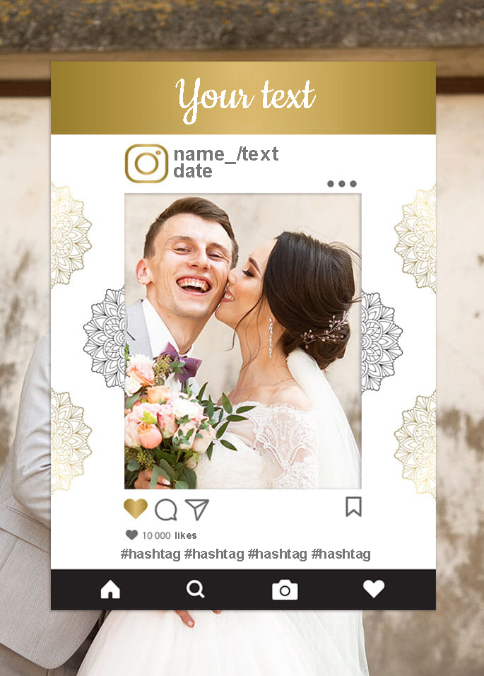 Instagram-Fotorahmen zum Fotografieren - Personalisierung der Beschriftung