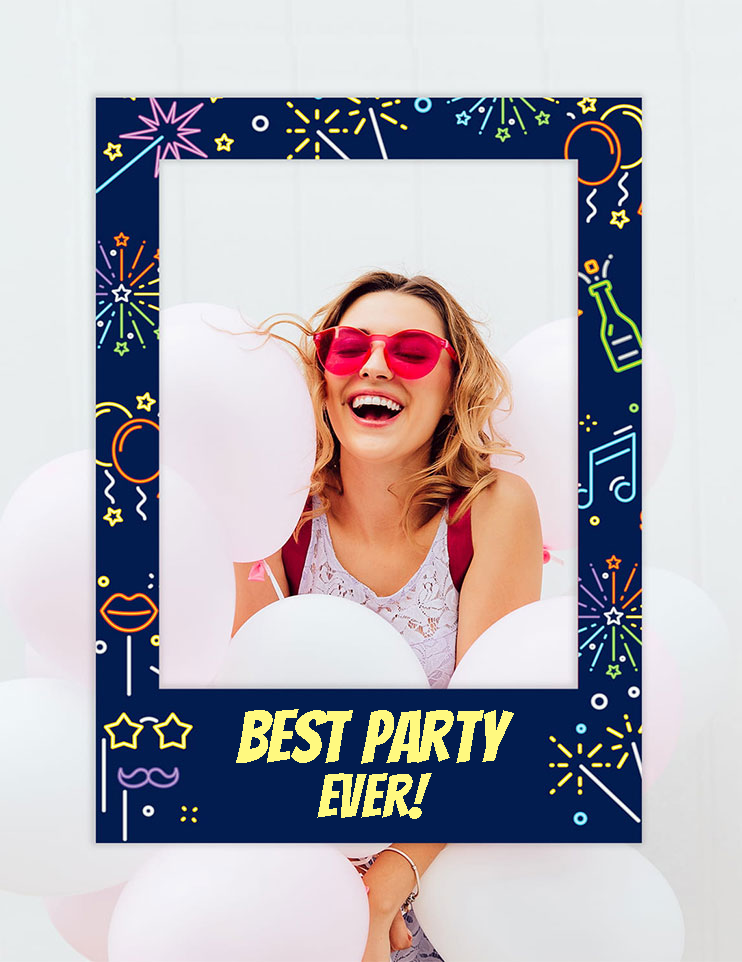 Fotorahmen zum Fotografieren PARTY - Personalisierung der Beschriftung